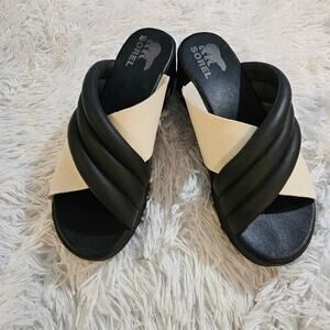 SOREL Women's Cameron Flatform Wedge Mule Sandals NWOB Size 9